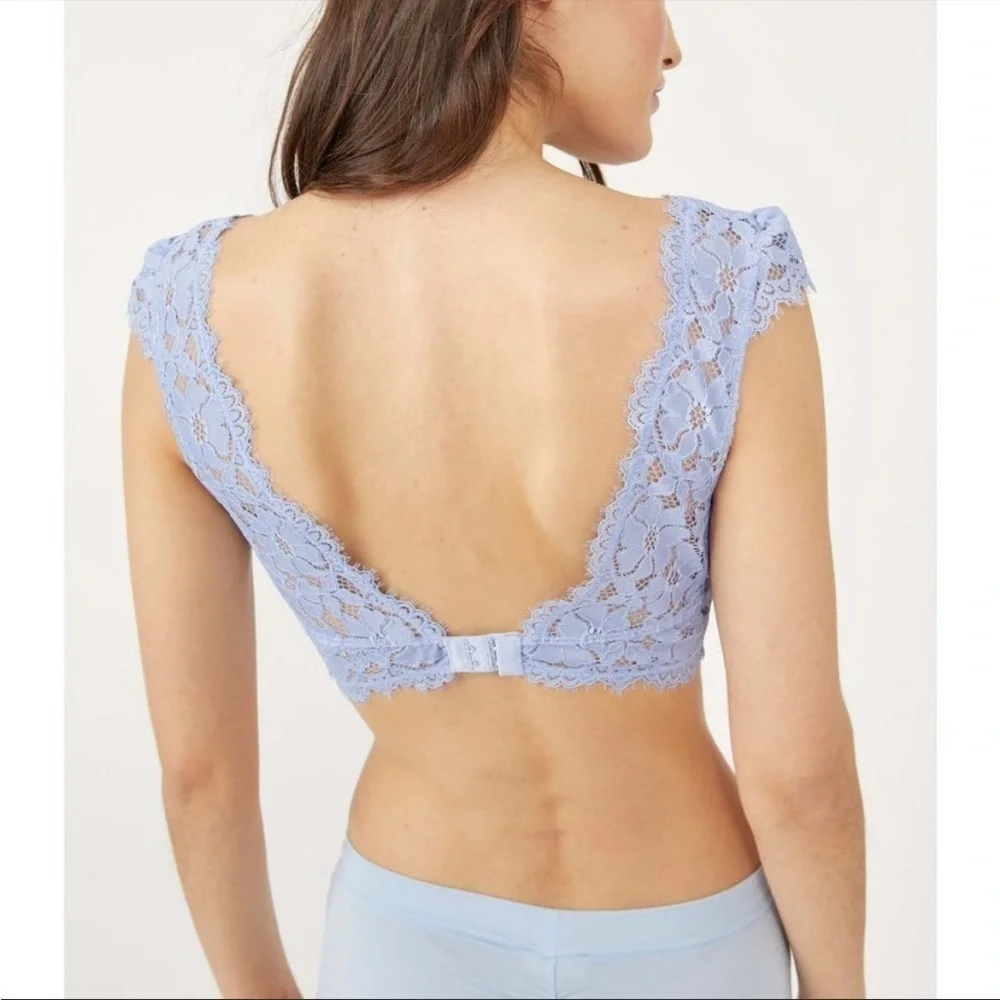 NWT Free People In The Clouds Longline Bralette Cornflower Blue